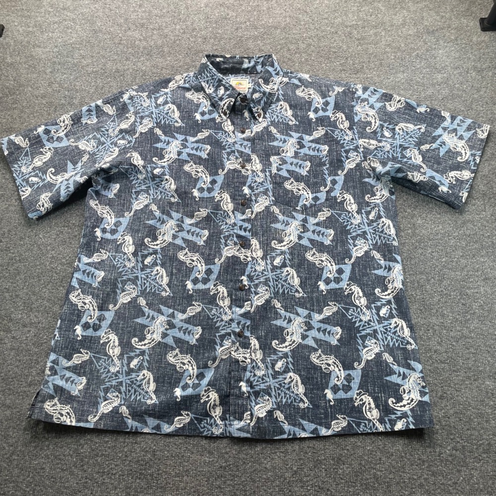 Surf Pendleton Reyn Spooner Shirt Men's XL Blue Seahorse Limited Edition 2015